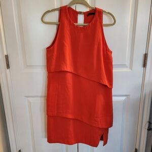 Sfera Layered Front Crew Neck burnt orange tiered sleeveless mini Dress M/L